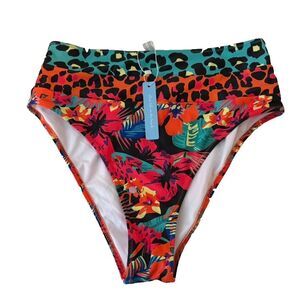 Live Life On The Beach Bikini Women's Medium Tropical Colorful High Cut NWT